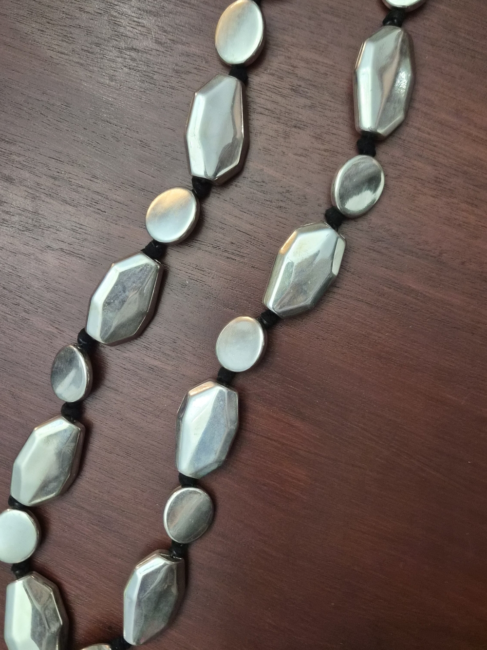 Chico’s Silver Tone Geometric Statement Necklace – Adjustable Modern Style - Picture 6 of 12
